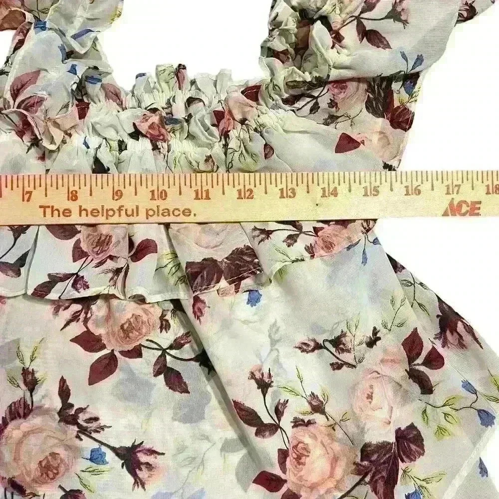 MISA Los Angeles Giselle Off The Shoulder Floral Top Tiered Ruffle Top Size XS - Picture 5 of 11